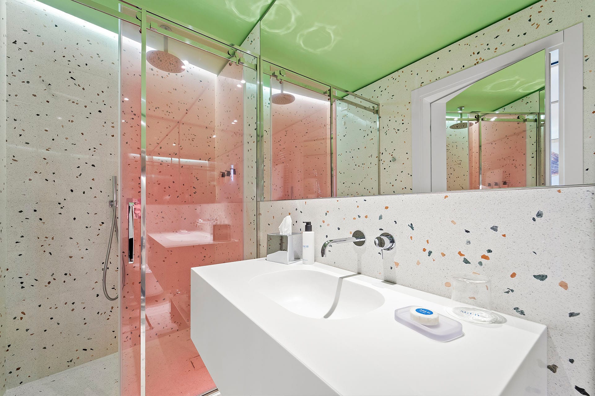 Detail of Bathroom with Shower in Single Room